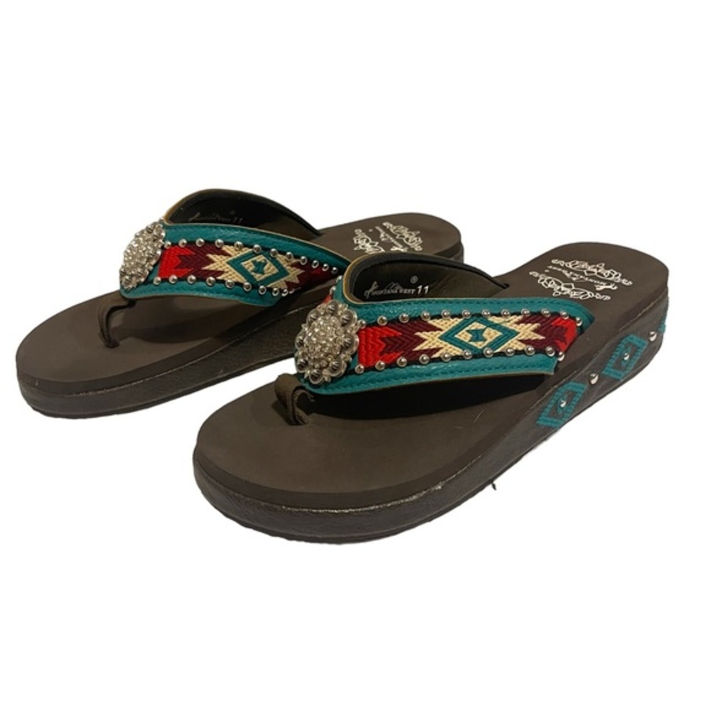 Montana‎ West ~ Concho Aztec Flip Flops ~ NWOT ~ 11 - Picture 5 of 9
